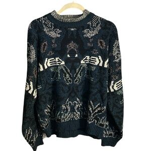 Vintage 90s Fluid Coogi Style Mens Size Med Ed Bassmaster Abstract Knit Sweater